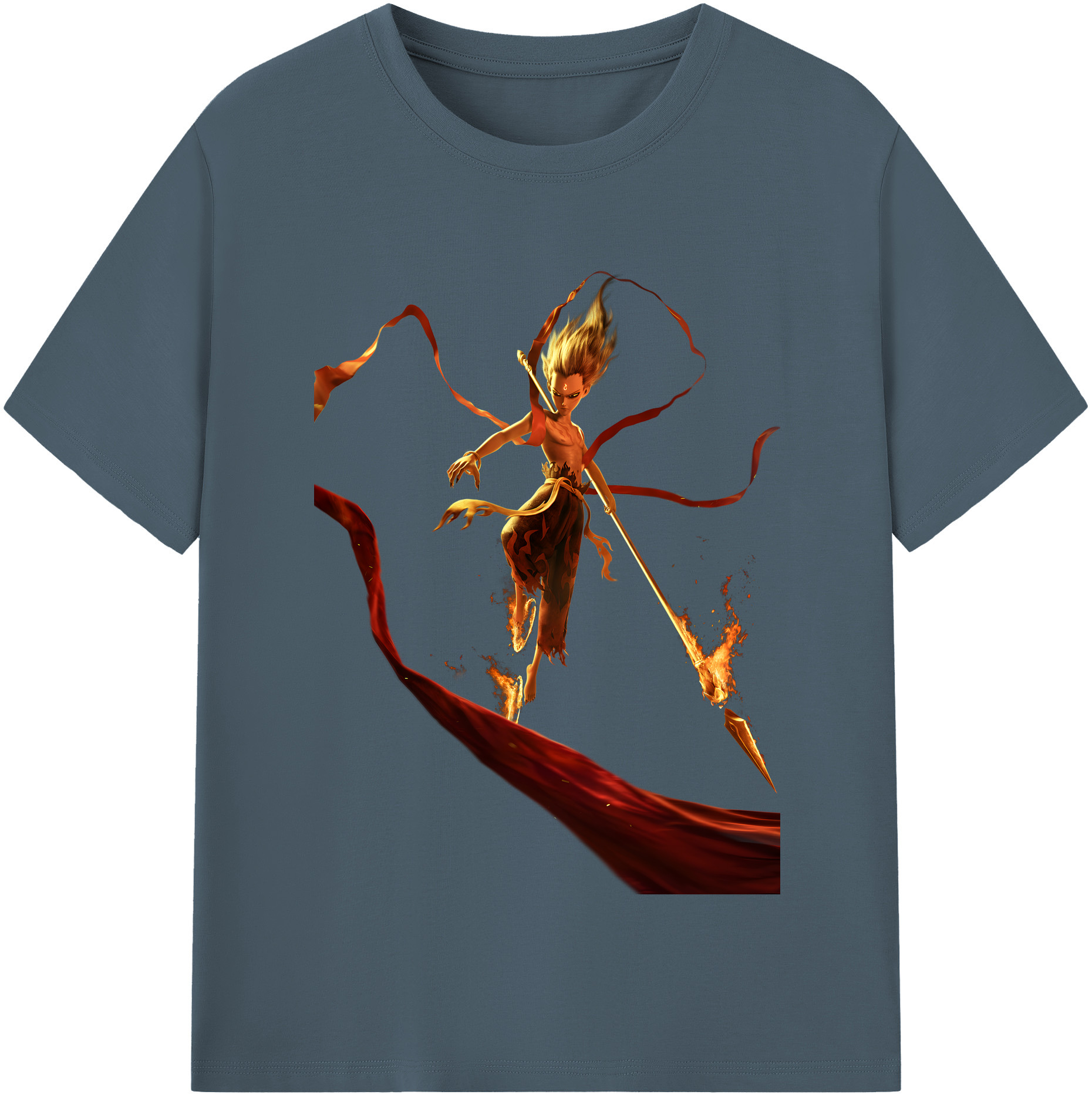 （画像用） Ne Zha 2 ナタ 魔童の大暴れ 綿100％半袖Tシャツ（フロントプリント）
